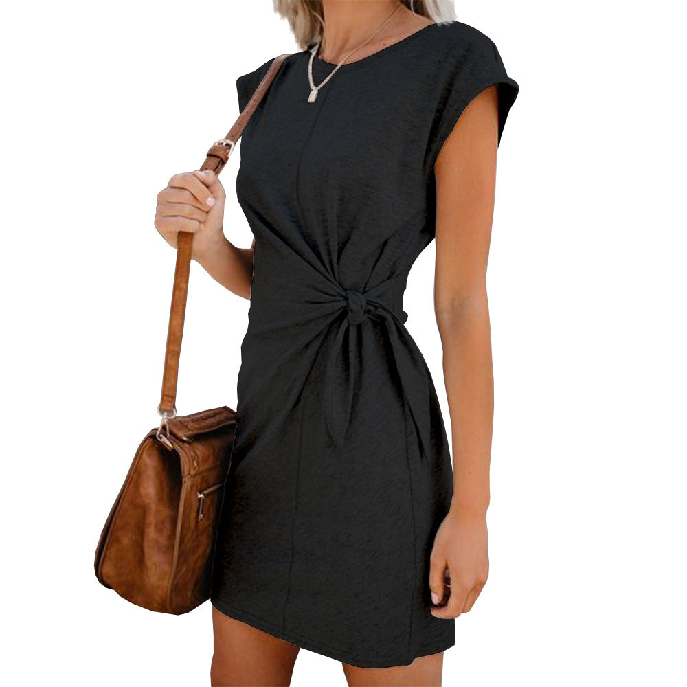Women Loose Round Neck Dress Short Sleeve Casual Dress Image 2