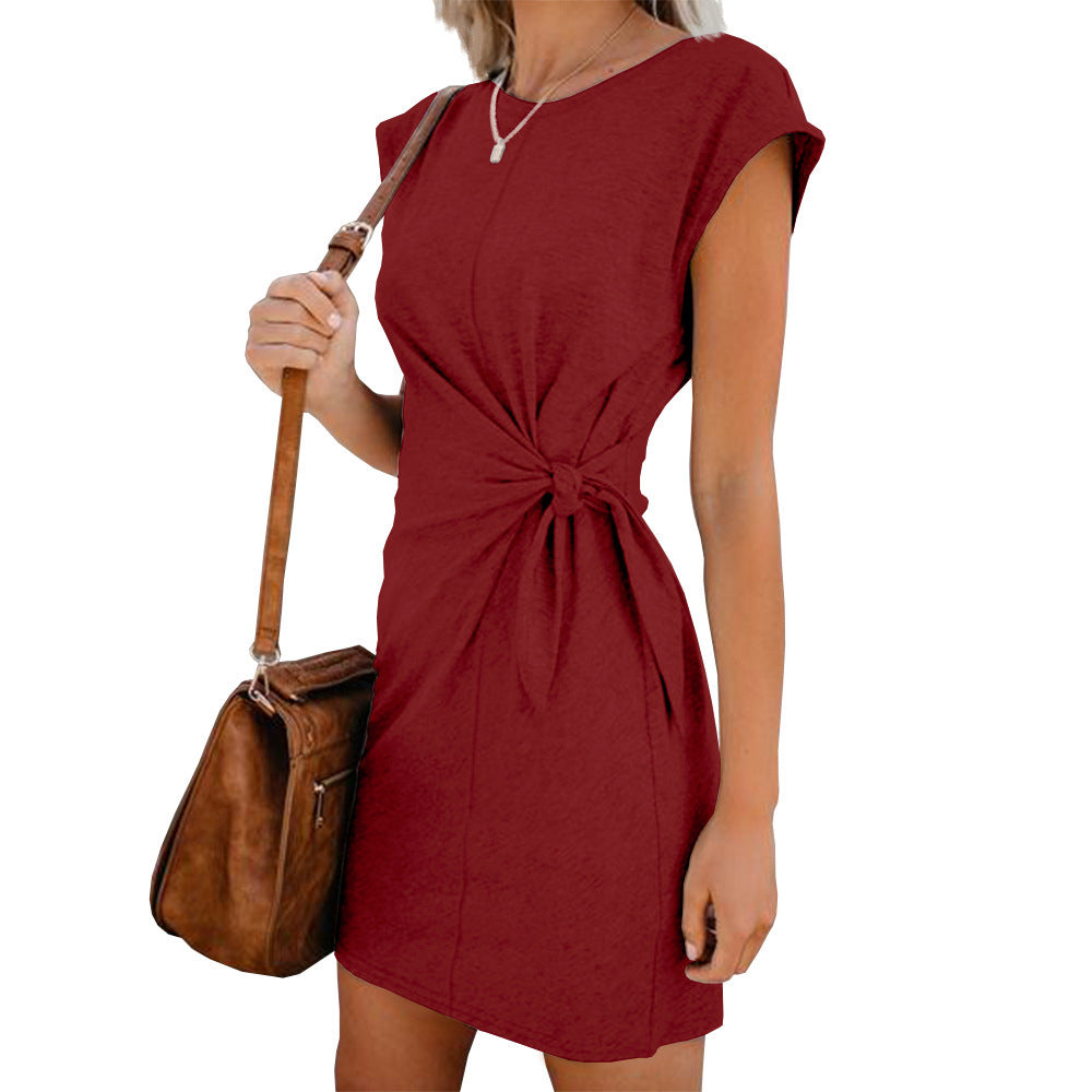 Women Loose Round Neck Dress Short Sleeve Casual Dress Image 4