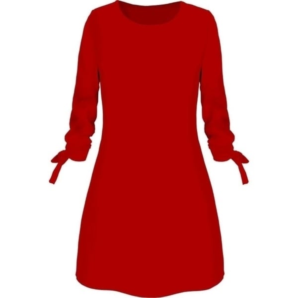 Office Casual Women Bow 3/4 Sleeve O-Neck Loose Mini Dress Image 4