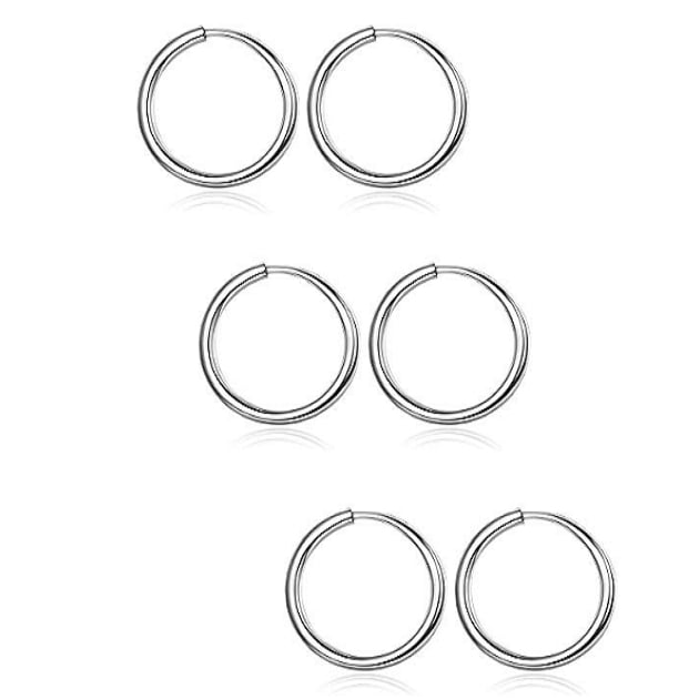 Endless Round Unisex Hoop Earrings (3 Pairs) 18k Yellow Gold Filled High Polish Finsh Image 3