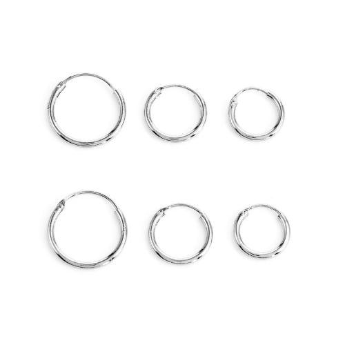 Endless Round Unisex Hoop Earrings (3 Pairs) 18k Yellow Gold Filled High Polish Finsh Image 4