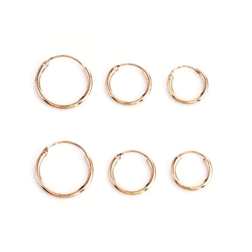 Endless Round Unisex Hoop Earrings (3 Pairs) 18k Yellow Gold Filled High Polish Finsh Image 4