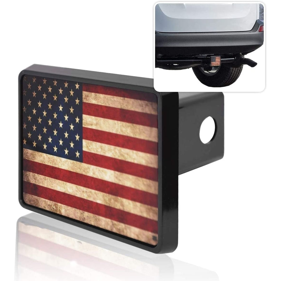 Zone Tech Weathered Distressed USA Flag Hitch Trailer Cover Patriotic Novelty Image 1