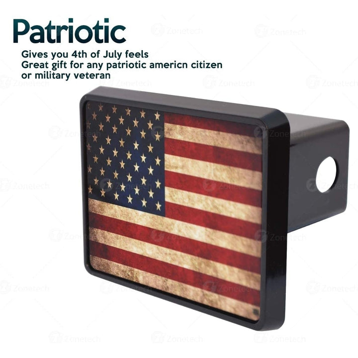 Zone Tech Weathered Distressed USA Flag Hitch Trailer Cover Patriotic Novelty Image 2