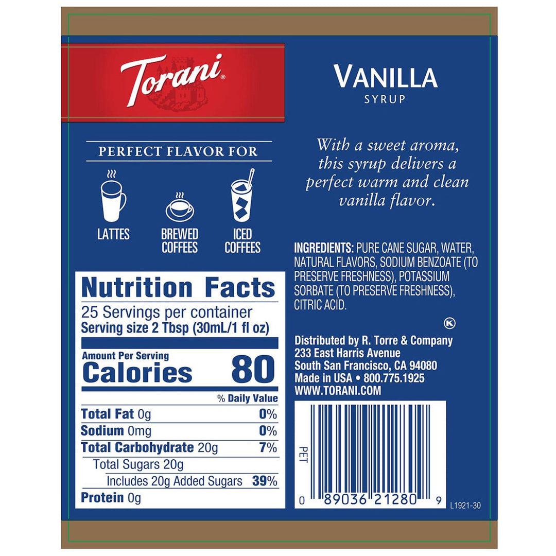 Torani Vanilla Syrup (750 mL) Image 4