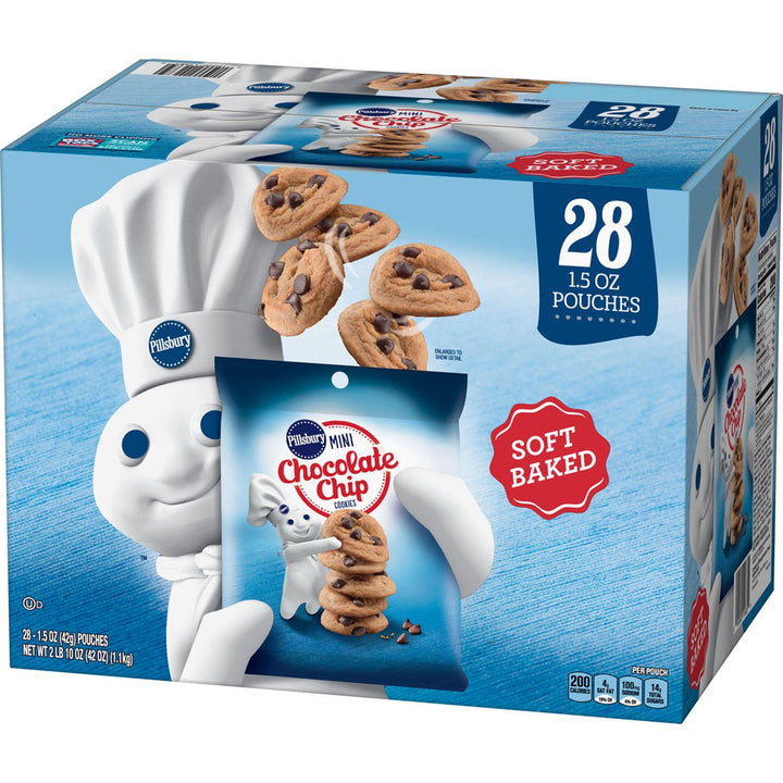 Pillsbury Soft Baked Mini Chocolate Chip Cookies, 1.5 Ounce (28 Pack) Image 1
