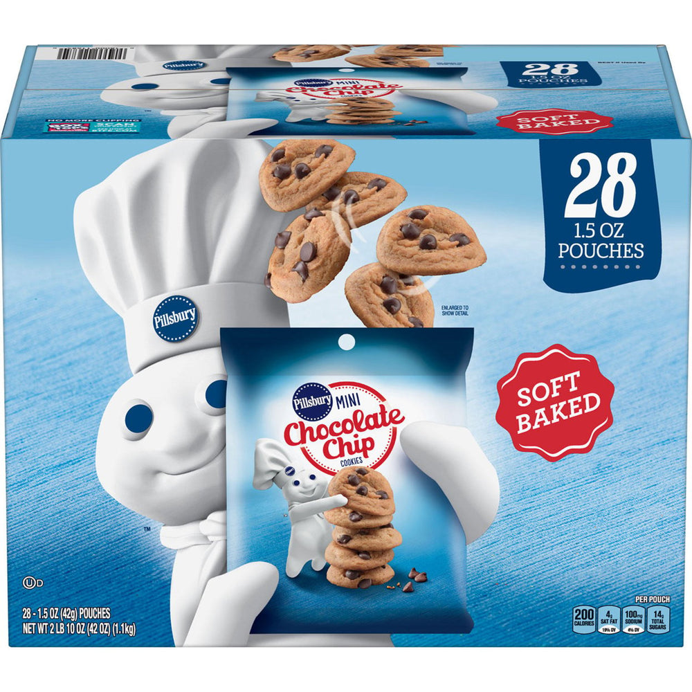 Pillsbury Soft Baked Mini Chocolate Chip Cookies, 1.5 Ounce (28 Pack) Image 2