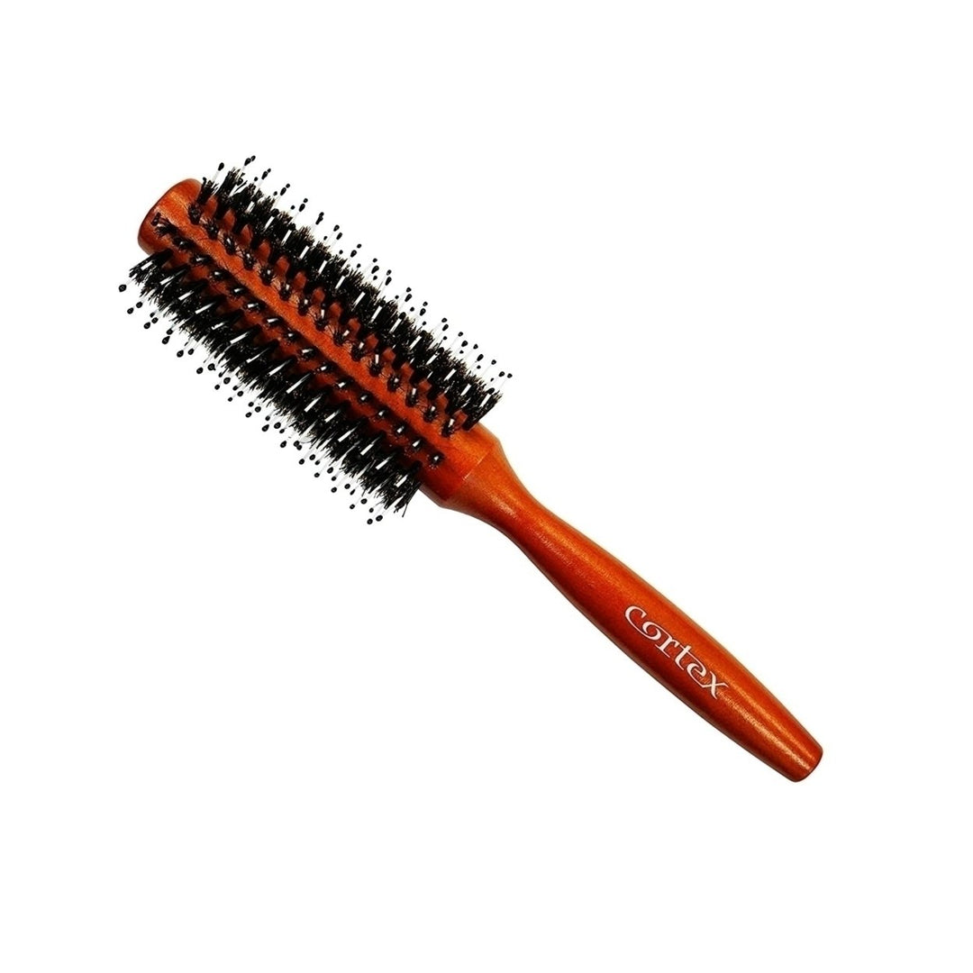 Cortex Wooden Boar Bristle Round Hair Brush 1.25" 1.4" for All Hair Types Image 2