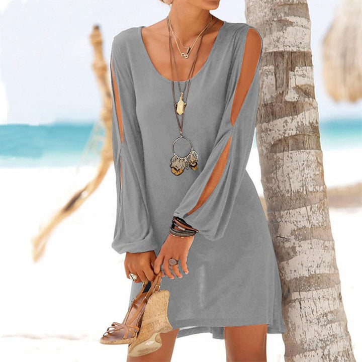 Crew Neck Black Women Summer Dresses Shift Daily Casual Plain Dresses Image 1