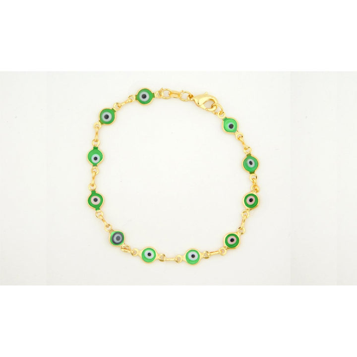 14K Gold green Evil Eye Bracelet Image 1