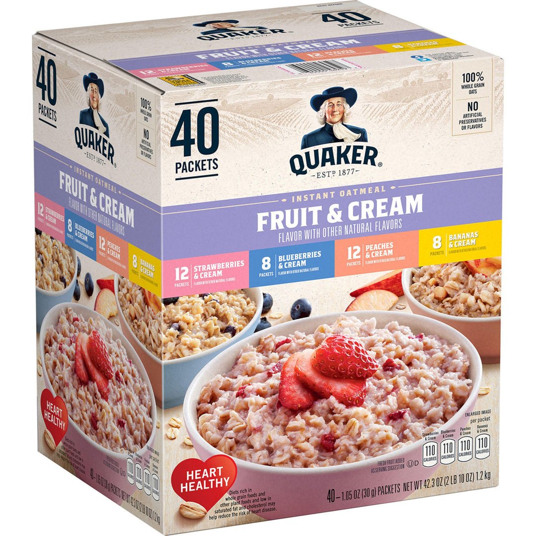 Quaker Instant Oatmeal Fruit and Cream Variety Pack (40 Count) Image 1