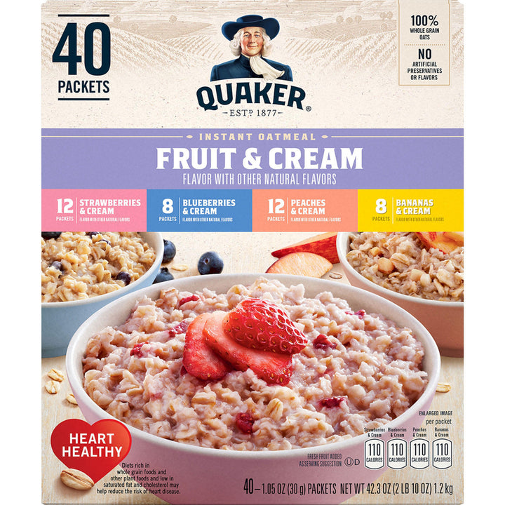 Quaker Instant Oatmeal Fruit and Cream Variety Pack (40 Count) Image 2