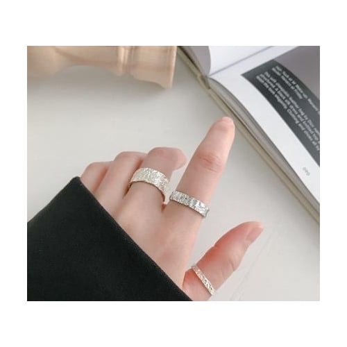 S pure Fashion style irregular concave convex Popular style and Fashion style tin foil paper pattern open ring Image 3