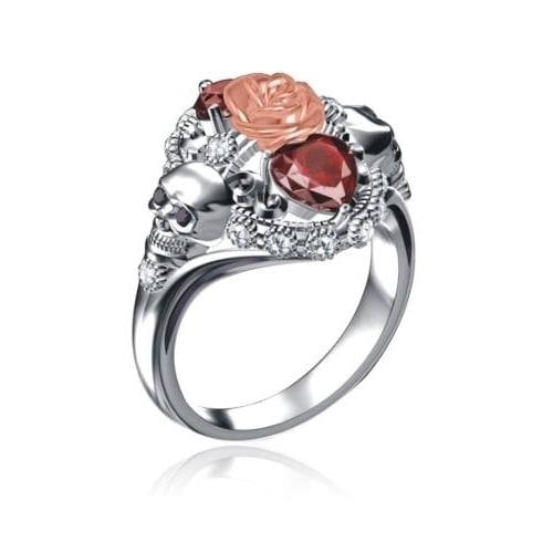 Color separation Rose Skull Ring Image 1