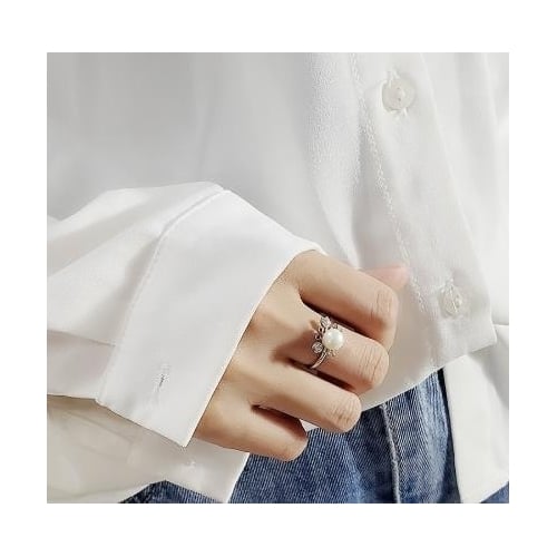 Fashion personality pearl ring female pure Fashion style simple creation ring Image 2