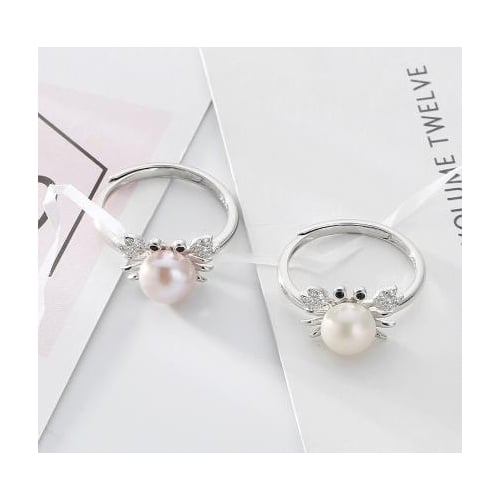 Fashion personality pearl ring female pure Fashion style simple creation ring Image 4