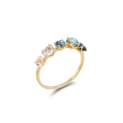 Spring Fashion style blue gradient Topaz Ring fresh square colorful gem Image 1