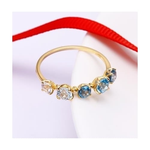 Spring Fashion style blue gradient Topaz Ring fresh square colorful gem Image 2