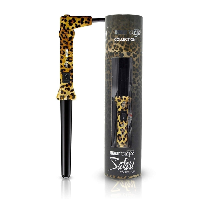 Hair Rage Animal Print Limited Safari Edition 1 Inch Graduated Clipless Curling Iron Cone Wand Image 1
