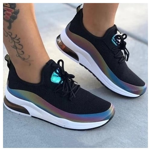 Rainbow Fashion Sneakers Sizes 4.5-11 Multiple Colors Image 1