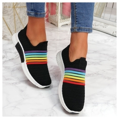 Color Block Fly-Woven Fabric Sneakers Image 1