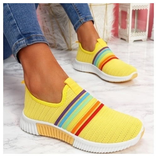 Color Block Fly-Woven Fabric Sneakers Image 4