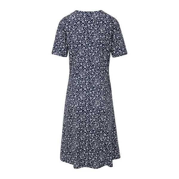 Women Summer Plus Size Floral Pockets Midi Short Sleeve H-lined Shift Dress Image 4