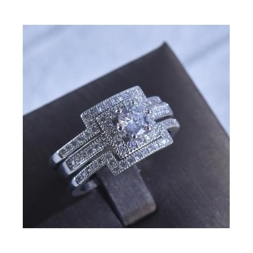 Glingbling super flash three sets of ring luxury full micro set ring Image 2