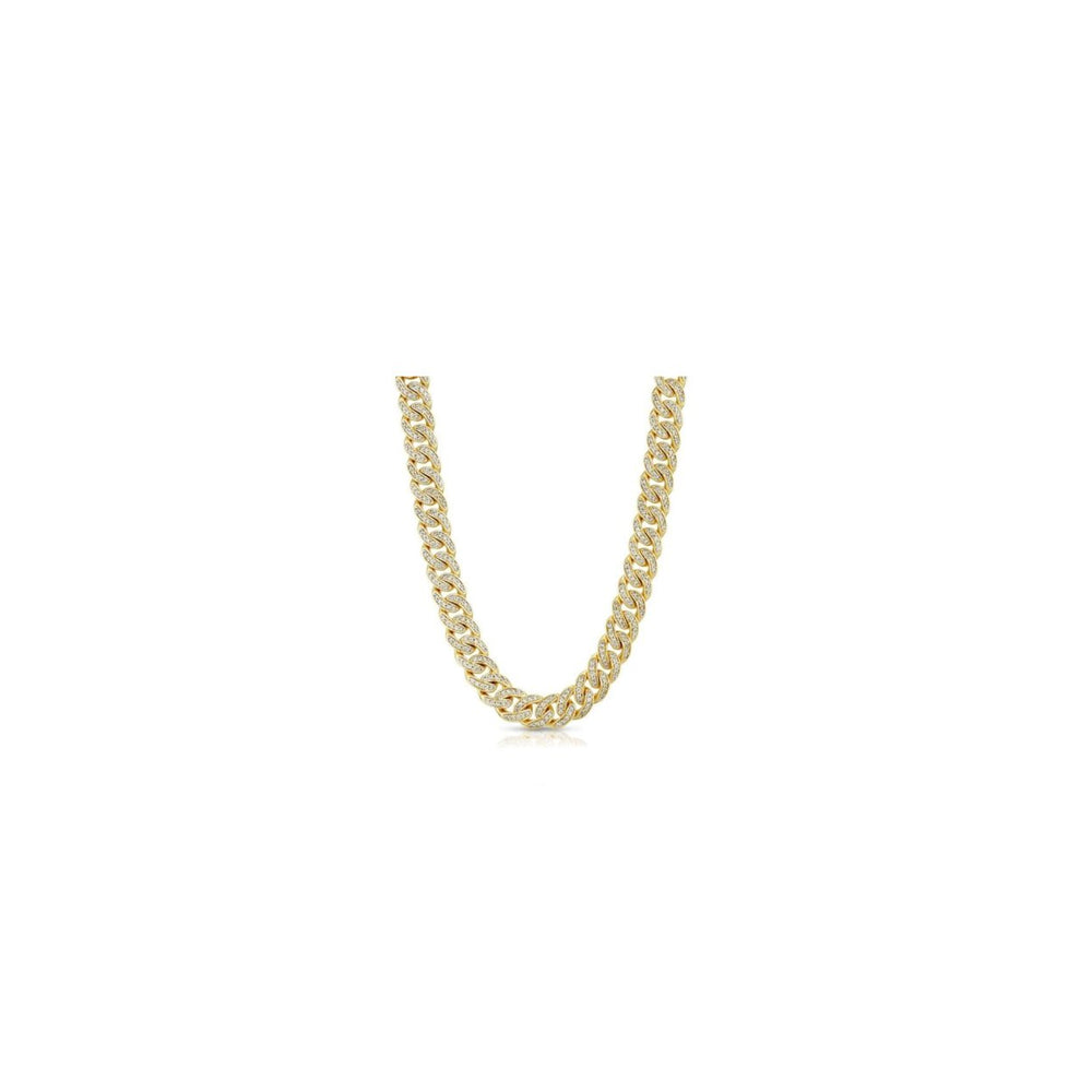 Diamond Cuban Link Micro Choker Chain (8mm)18k Yellow Gold Filled High Polish Finsh Image 2