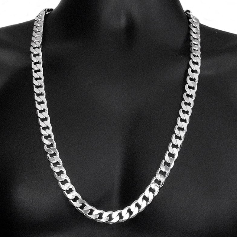 White Gold Filled High Polish Finsh Chain - Cuban Link Image 1