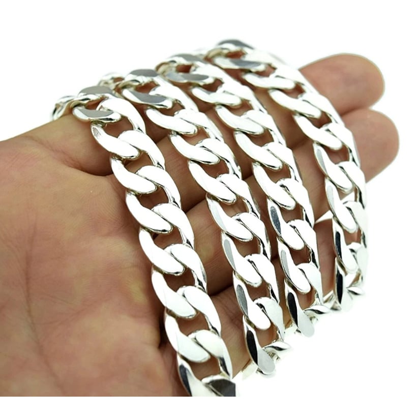 White Gold Filled High Polish Finsh Chain - Cuban Link Image 2