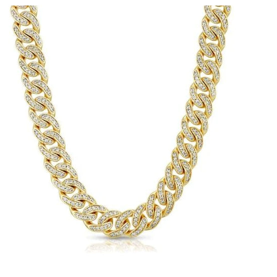 18k Yellow Gold Filled High Polish Finsh CZ CUBAN LINK MICRO CHOKER CHAIN (8MM) 3 colors Option Image 1