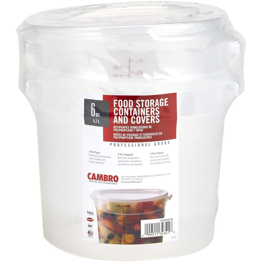 Cambro Round Translucent Container with Lid (6 qt.2 Pack) Image 1