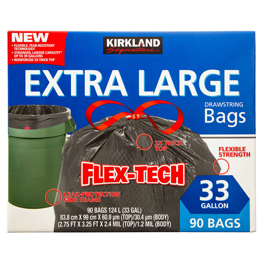 Kirkland Signature Flex-Tech 33-Gallon Trash Bag90-count Image 1