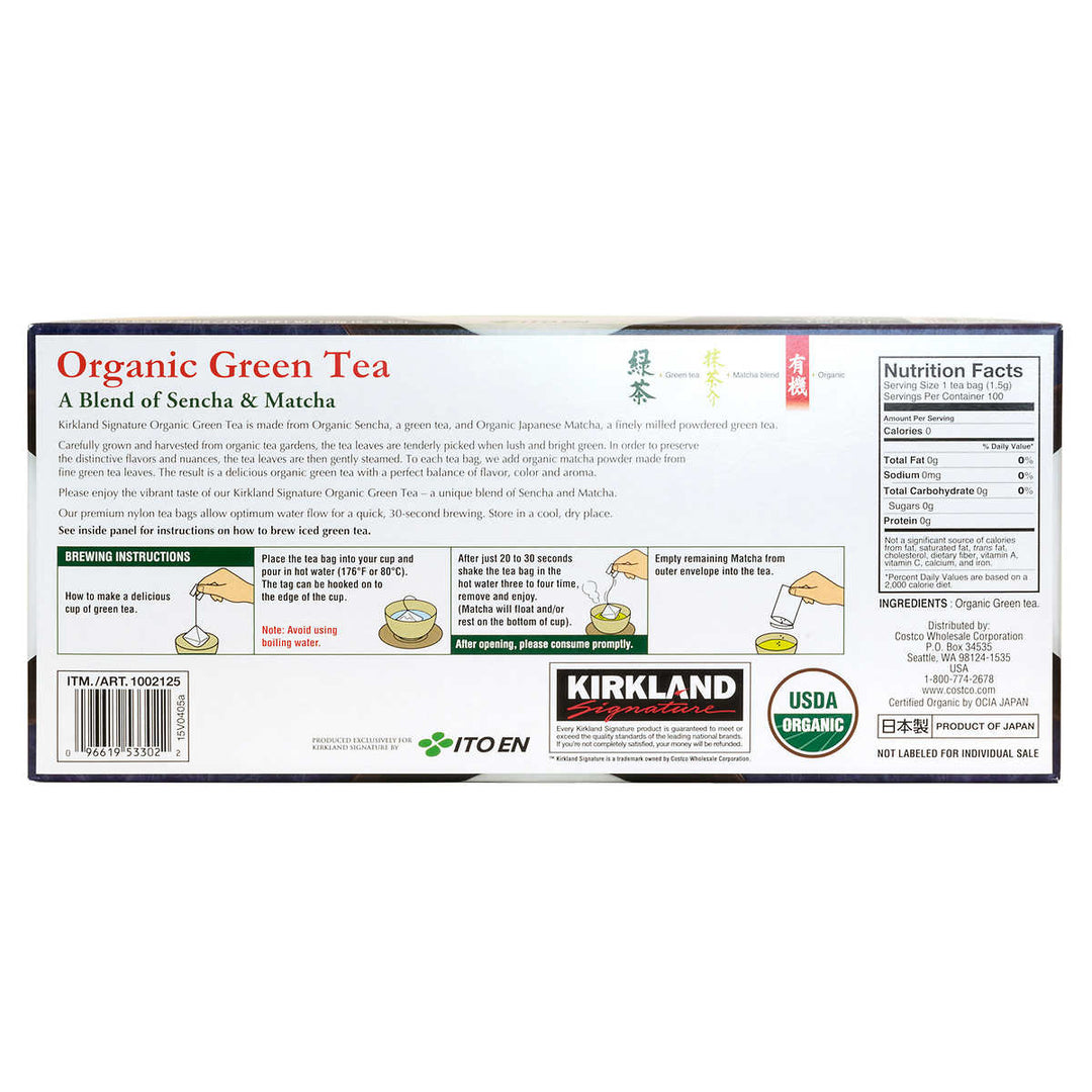 Kirkland Signature Organic Green Tea 1.5 g (100 Count) Image 2