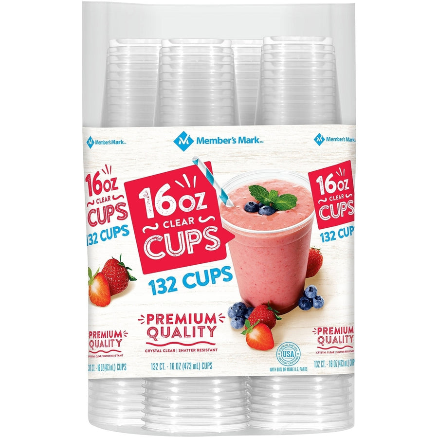 Members Mark Clear Plastic Cups (16 Ounce,132 Count) Image 1