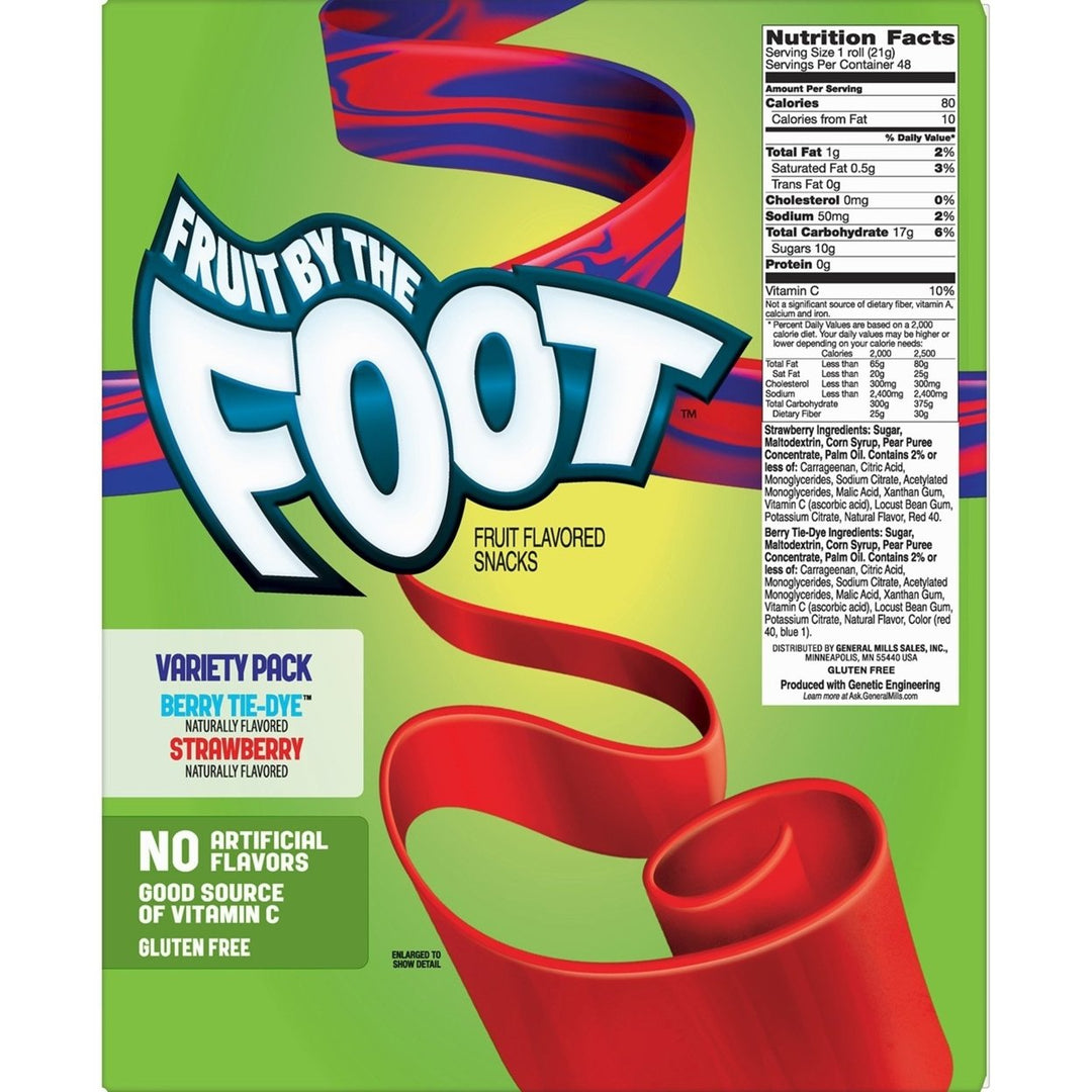 Fruit by the Foot Variety Pack (0.75 Ounce 48 Pack) Berry Tie-Dye Strawberry Image 3