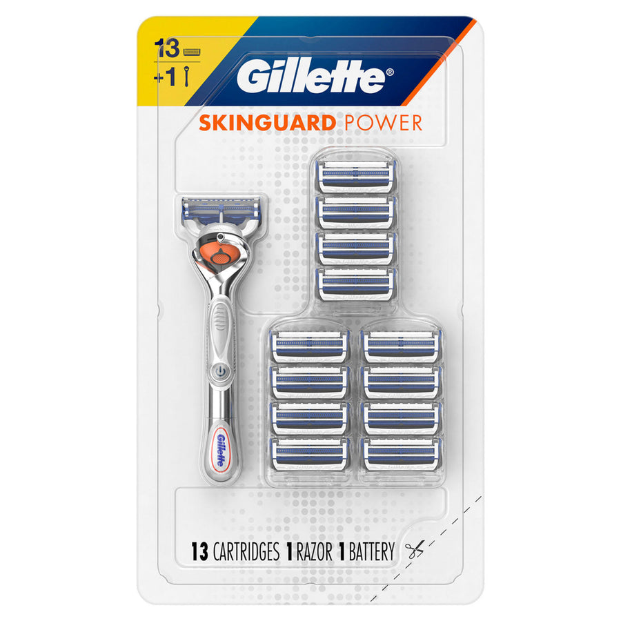 Gillette SkinGuard Power Mens Razor Handle + 13 Blade Refills Image 1