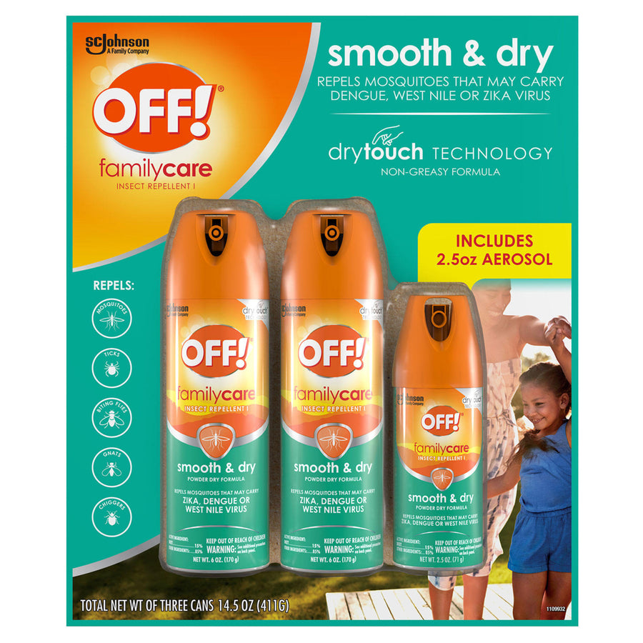 OFF! Smooth and Dry 2 x 6 Ounce + 2.5 Ounce OFF! Smooth and Dry Travel-Size Aerosol Image 1