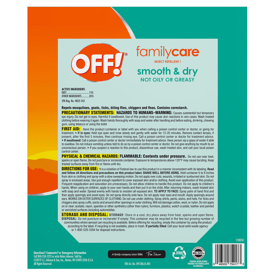 OFF! Smooth and Dry 2 x 6 Ounce + 2.5 Ounce OFF! Smooth and Dry Travel-Size Aerosol Image 2