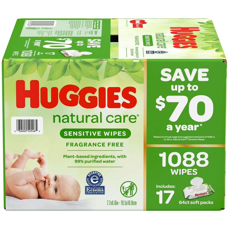 Huggies Natural Care Sensitive Baby Wipe Refill Fragrance Free (1,088 Count) Image 1