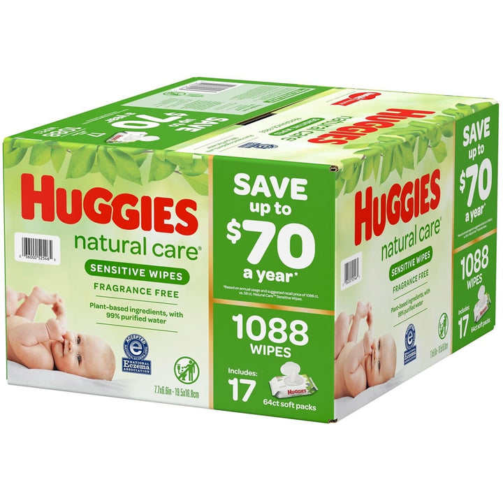 Huggies Natural Care Sensitive Baby Wipe Refill Fragrance Free (1,088 Count) Image 3