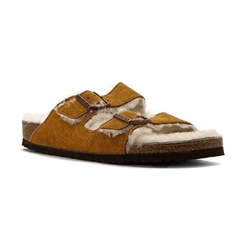 BIRKENSTOCK Arizona Shearling Mink Suede Sandals Natural Shearling Regular Width Image 4