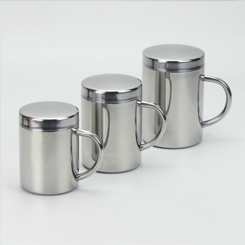 Double Insulation Coffee Mug 304 Stainless Steel Durable With Lid For Drinking Milk Office Water Image 2