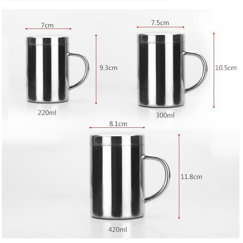 Double Insulation Coffee Mug 304 Stainless Steel Durable With Lid For Drinking Milk Office Water Image 6
