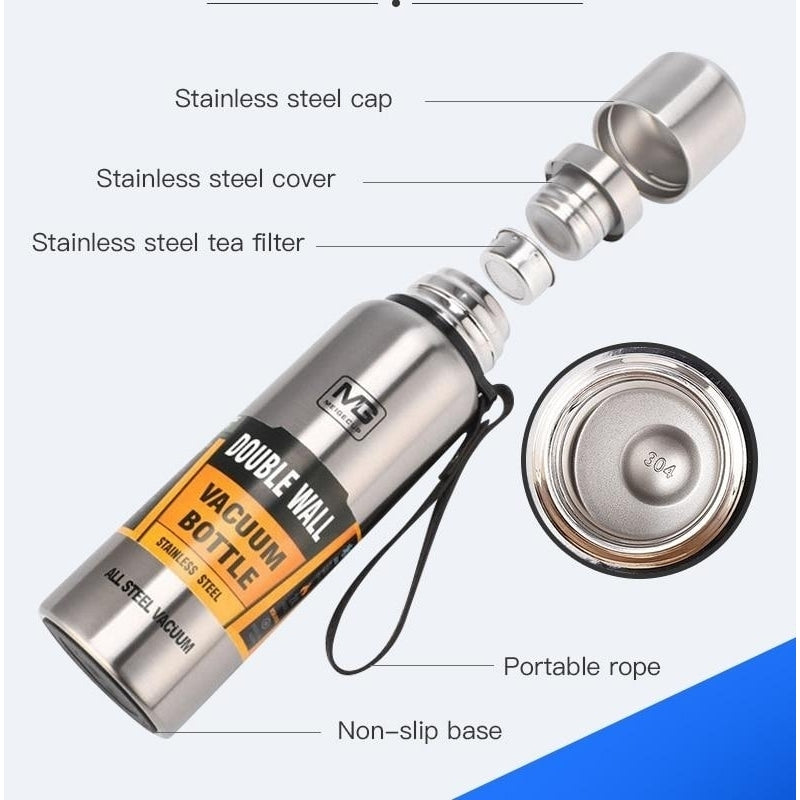 Outdoor Thermos Bottle Portable Large Capacity Insulated Cup Military Style Vacuum Flask Image 7