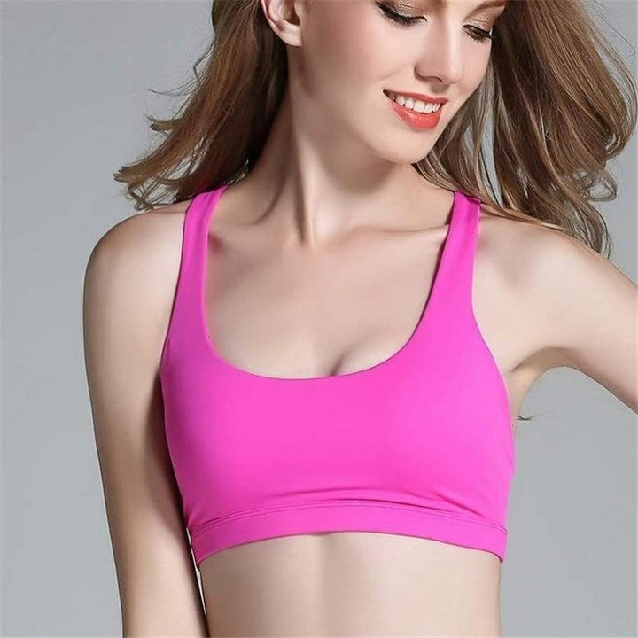 Sports Bra Push Up Active Wear For Women Gym Pink Brassiere Criss Cross Crop Top Female Yoga Image 1