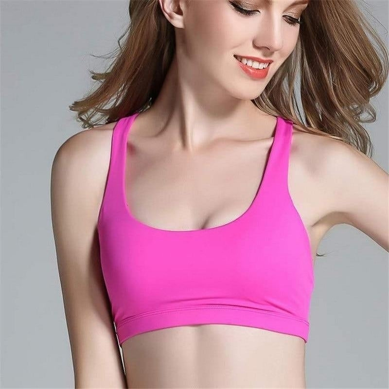 Sports Bra Push Up Active Wear For Women Gym Pink Brassiere Criss Cross Crop Top Female Yoga Image 11