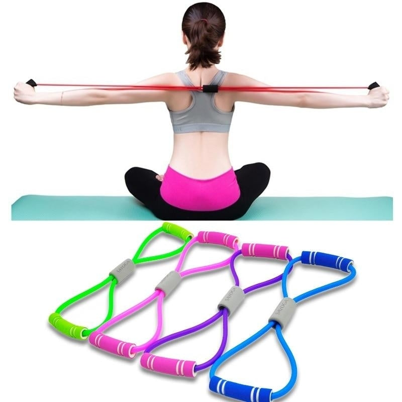 Yoga Gum Fitness Resistance 8 Word Chest Expander Rope Workout Muscle Rubber Elastic Bands For Sports Exercise Image 1