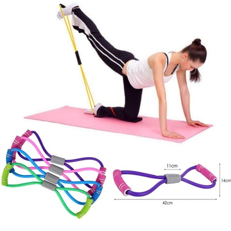 Yoga Gum Fitness Resistance 8 Word Chest Expander Rope Workout Muscle Rubber Elastic Bands For Sports Exercise Image 2